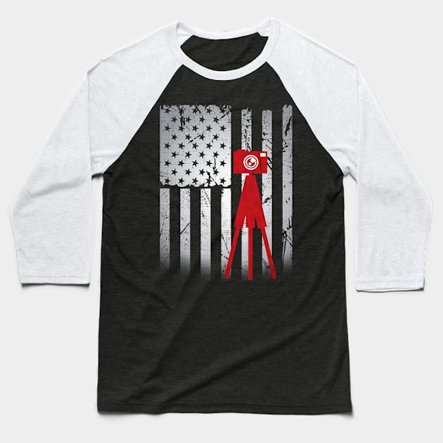 Usa American Flag Photography Baseball T-Shirt by missalona